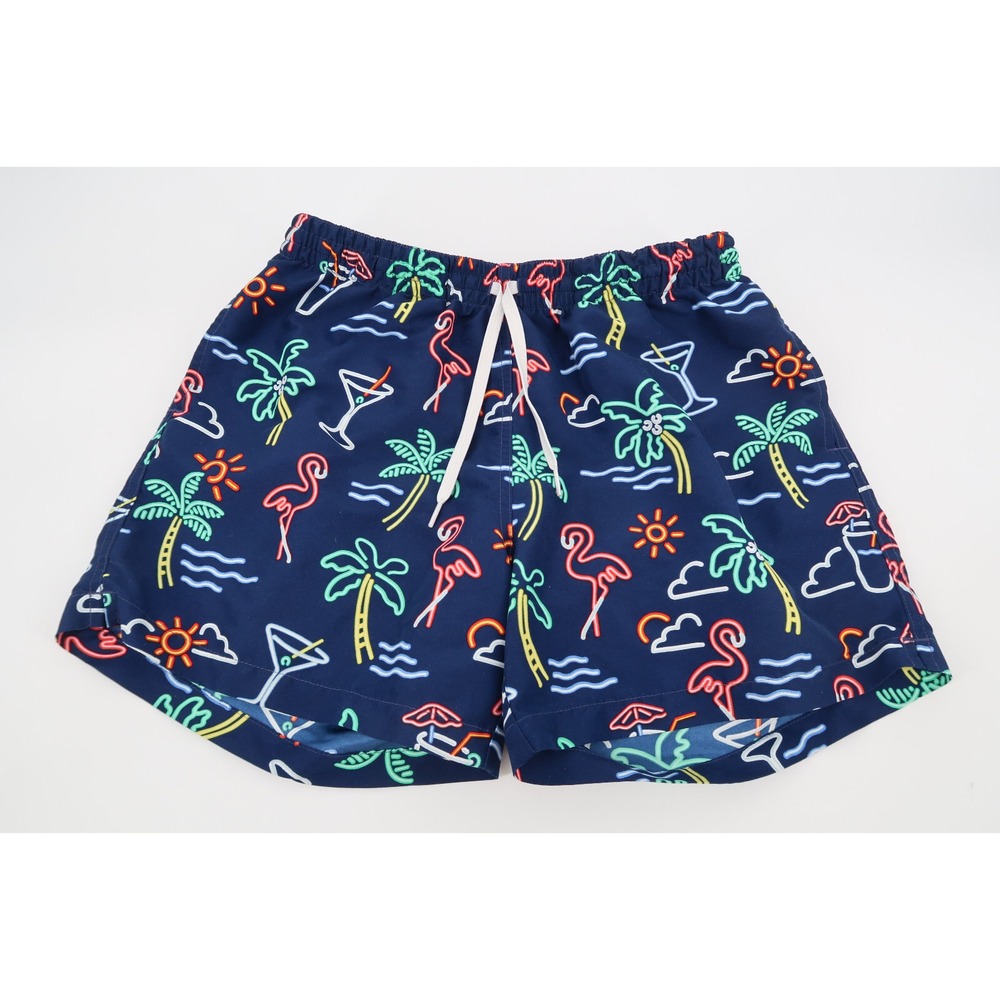 Chubbies Mens Large Neon Lights Swim Trunks Shorts Palm Tree Flamingos‎ Lined